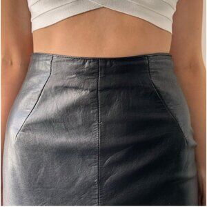 Micheal Hoban Vintage North Beach Black Leather Skirt 2 4